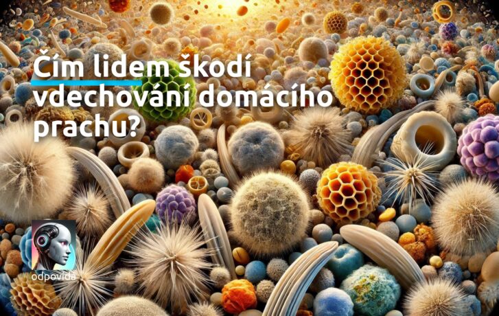 Grafika vytvořená AI znázorňující nečistoty ve vzduchu, mnohokrát zvětšené.