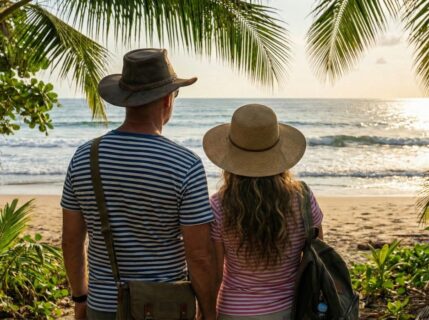 Lovci iontů měří ionty na pláži.