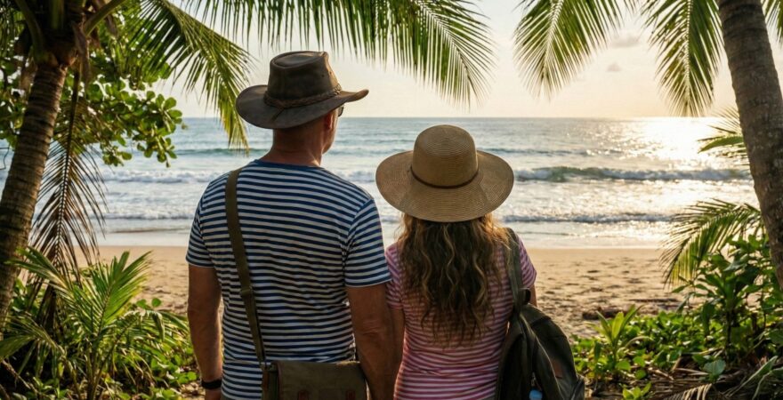 Lovci iontů měří ionty na pláži.