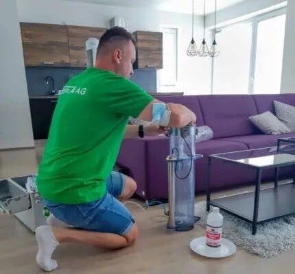 Odber vzoriek pri meraní koncentrácie zápachu.